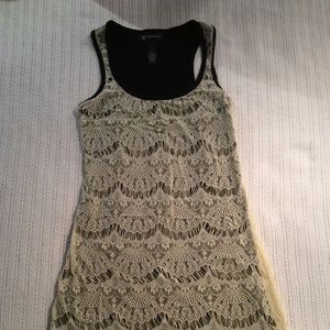 INC lace tunic dress, cream floral racer back tank body con stretch sexy dress